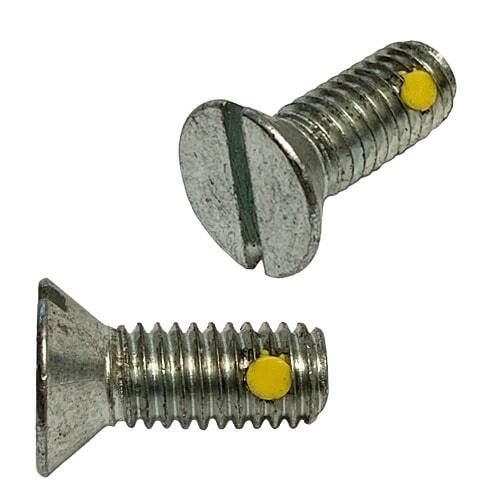 FMS381NPL 3/8"-16 X 1" Flat Head, Slotted, Machine Screw, w/Nylon Pellet, Zinc